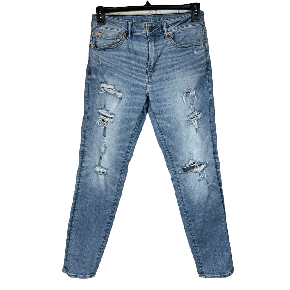 American Eagle SZ 30x32 (28x30) Athletic Mens Jeans Distressed Airflex+ Zip-Fly